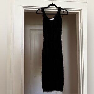 White Closet fuzzy black dress size small